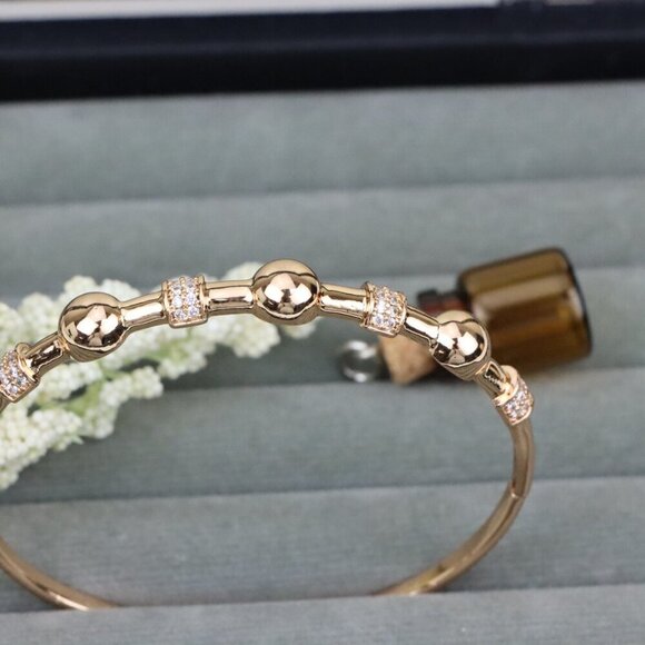 Elegant Rose Gold Bangle with Beaded Design and Sparkling Accents, XPBL0465 - Picture 12 of 12